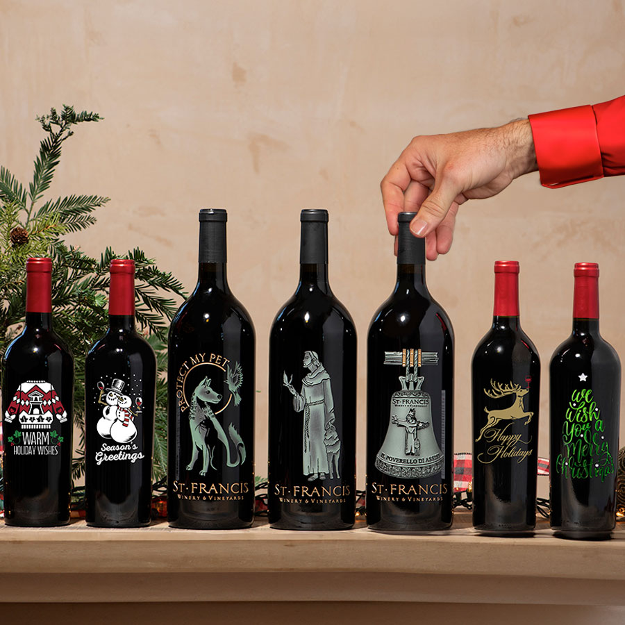 Custom etched wine bottles